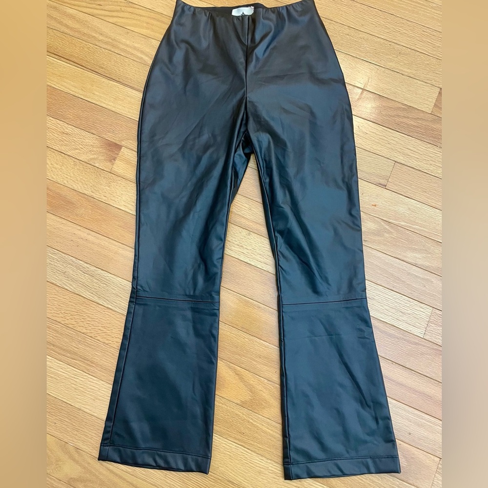 Tuckernuck Black Faux Leather Cropped Bootcut Pants